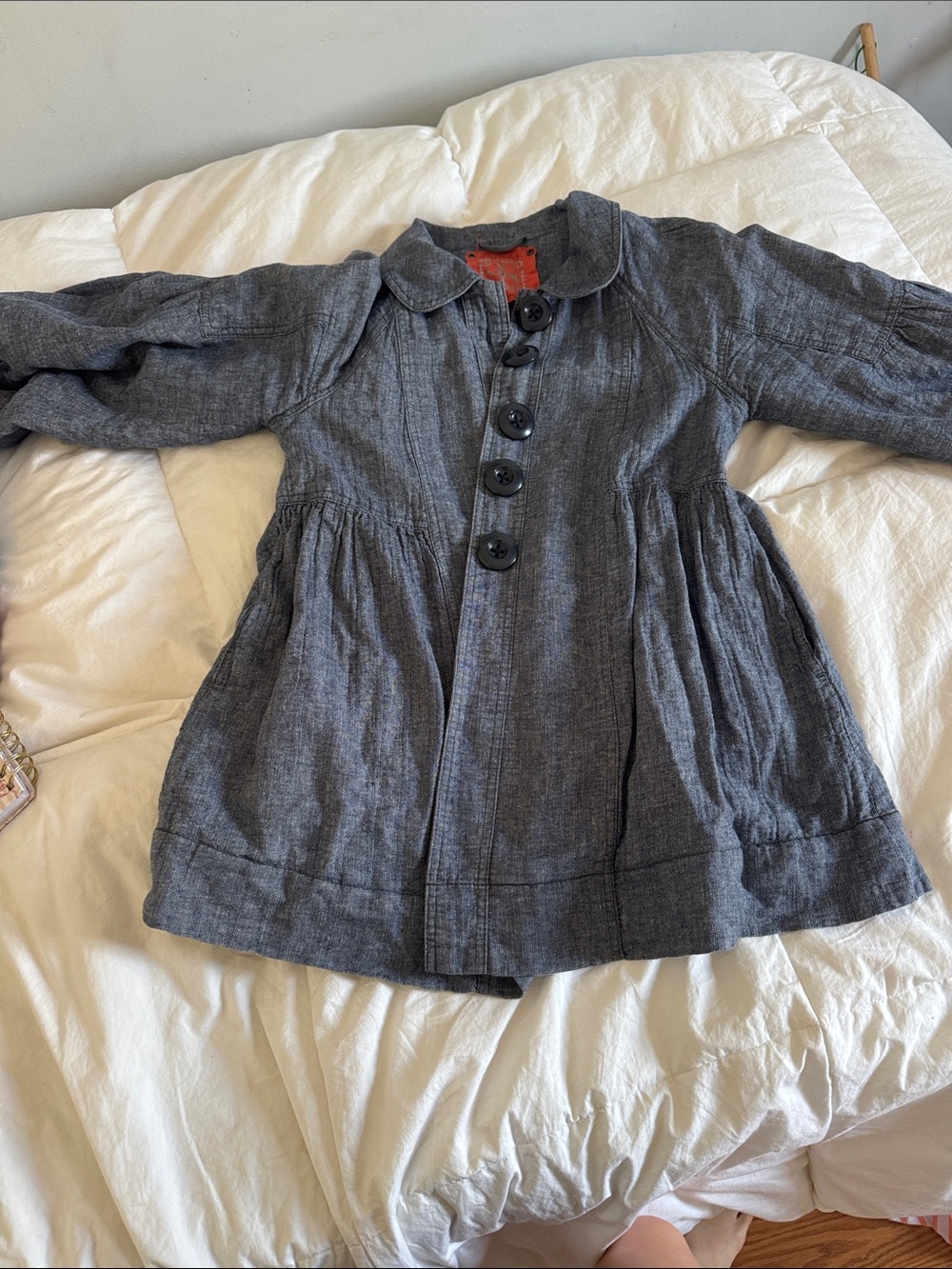 Free People Gray Button-Front Pea Coat